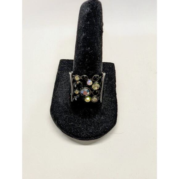 Black Crystal Statement Ring Size 8 - Picture 4 of 8